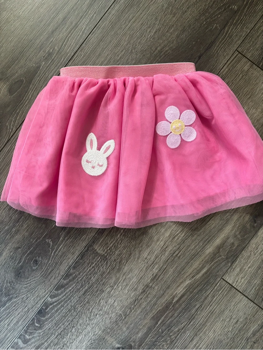 Old Navy Pink Tulle Skirt with Bunny, Butterfly & Flower Appliqués